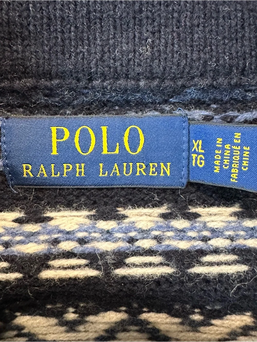 Polo by Ralph Lauren Snowflake Wool Shawl Jumper Sweater XL